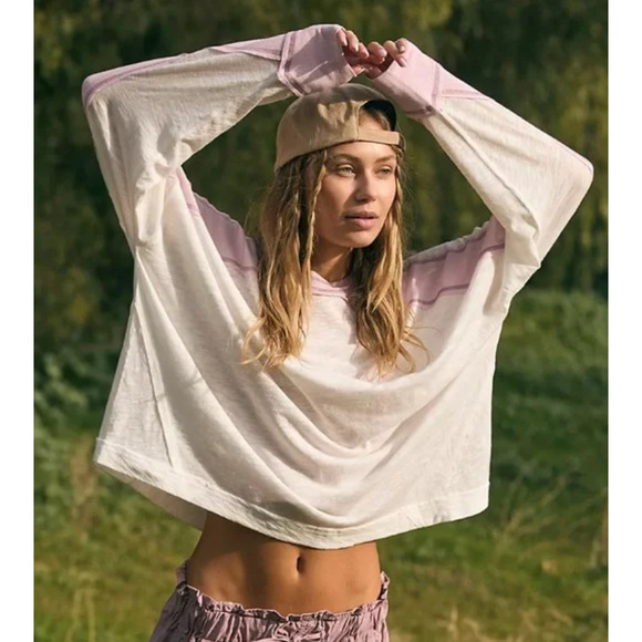 Free People FP Movement ALL ABOUT IT Long Sleeve Oversized Tee Top S NWOT $78 - Picture 1 of 6